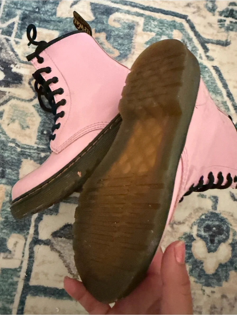 Dr. Martens Pink Patent Leather Lace-Up Combat Boot